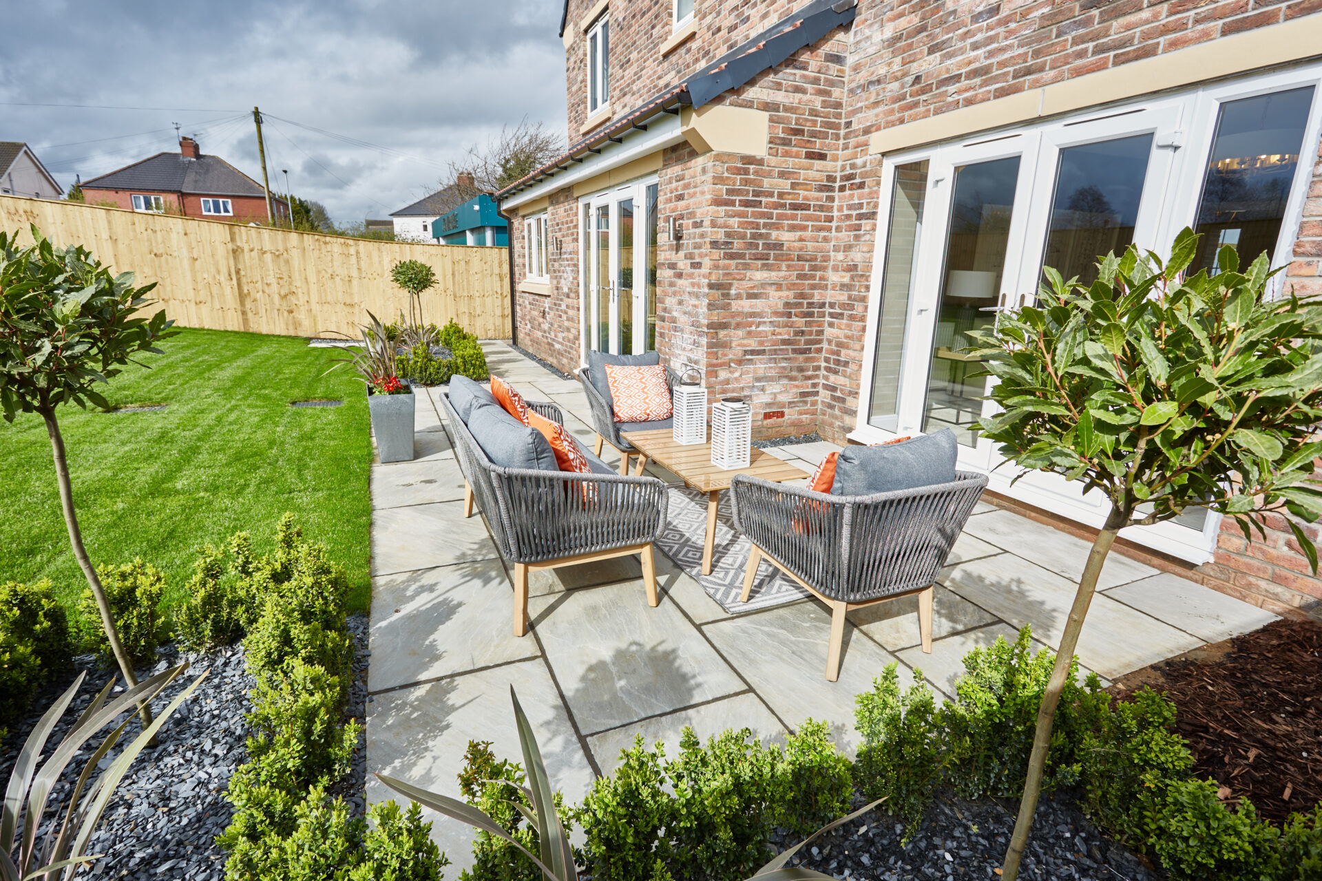 Extended Indian stone patio